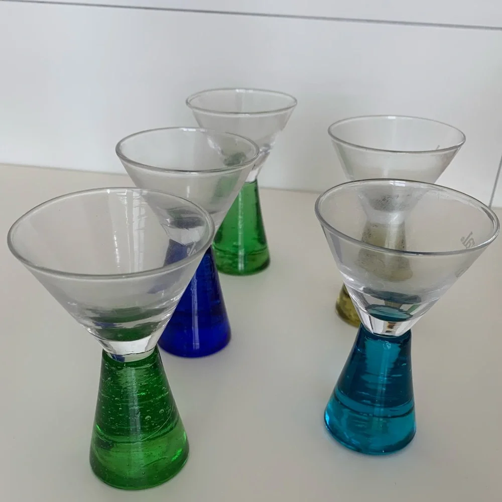 CARNIVAL CRUISE LINE Shot Glasses Souvenir Pedestal Colorful Bubble Bases EUC